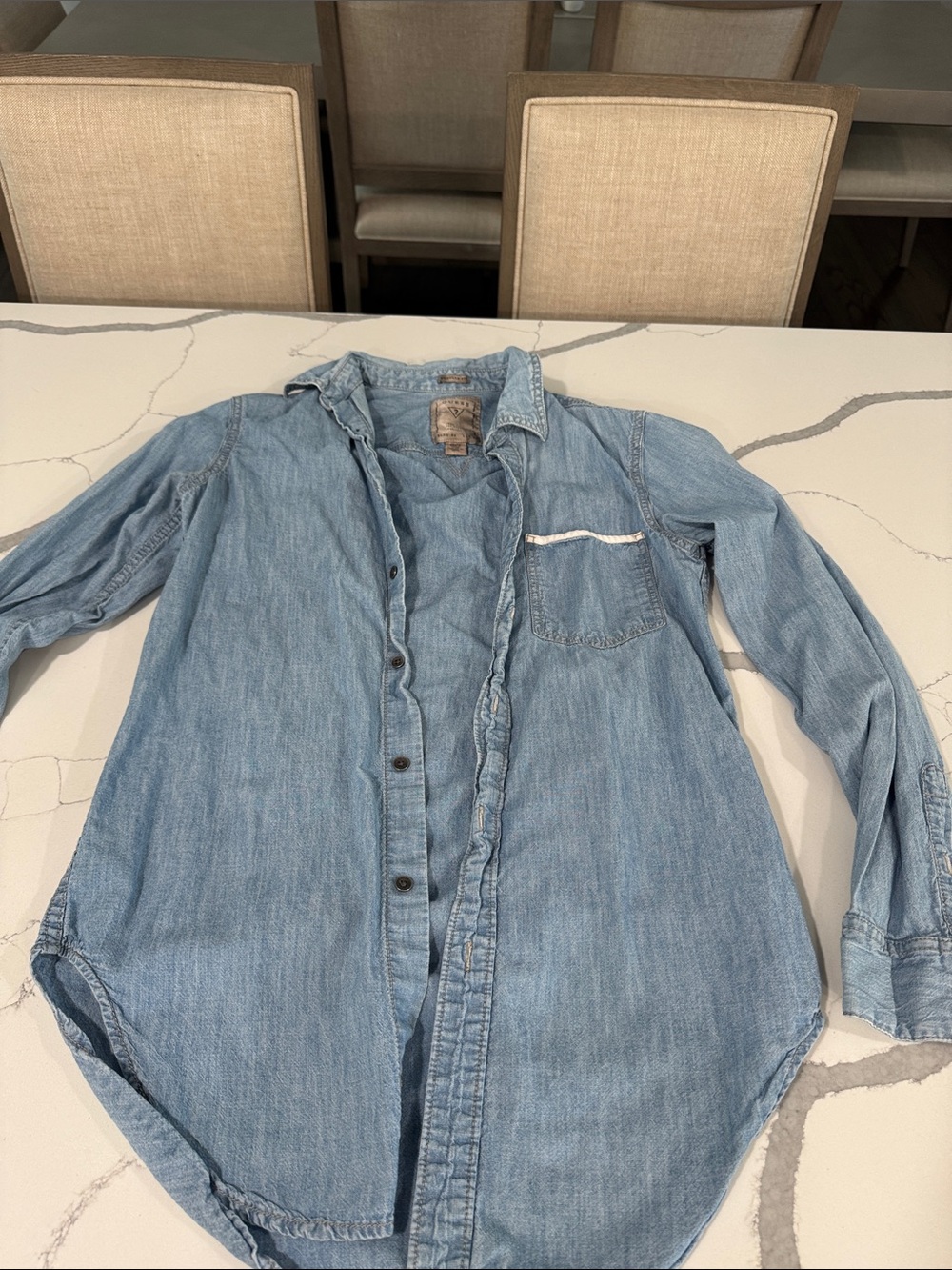 Guess Light Wash Denim Button-Up Shirt